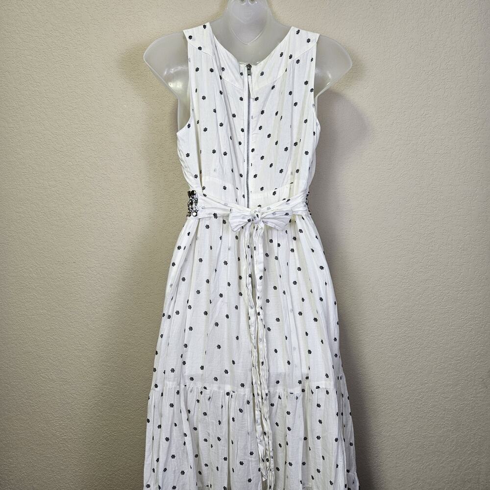 Oasis Maxi Dress 14 Embroidered White Black Beaded Embellished Floral Cotton - Picture 6 of 16